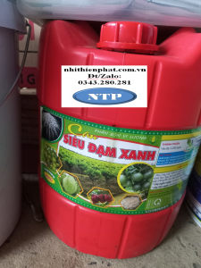 Phân bón dạng tưới Siêu Đạm Xanh kích rễ xanh lá dày lá lớn trái can 20 Lít NPV