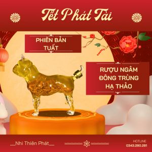Rượu Đông Trùng Hạ Thảo bồi bổ khí huyết hỗ trợ yếu sinh lý nam giới nữ giới phiên bản con mèo thủy tinh chai 500ml